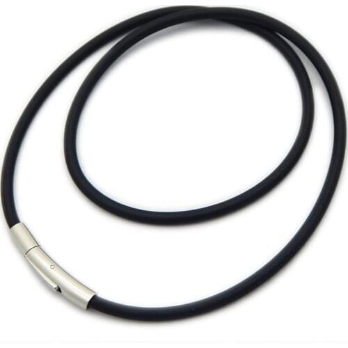 40/45/50/55/60cm Black Rubber Cord String Rope Chain with Metal Buckle Clasp for Jewelry finding Making necklace bracelet