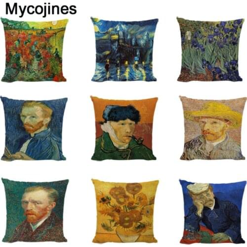 Van Gogh Painting Pillow Covers Decorative Linen 45cm Cushion Cover Star Moonlight Sunflower Living Room Sofa Throw Pillowcase