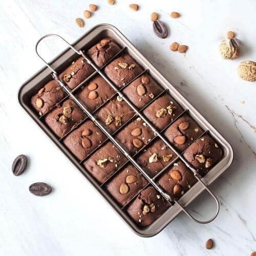 GENNISSY 18 Cavity Cake Pan Professional Bakeware Non-Stick Square Lattice Chocolate Dessert Cake Mold Kitchen Brownie Baking