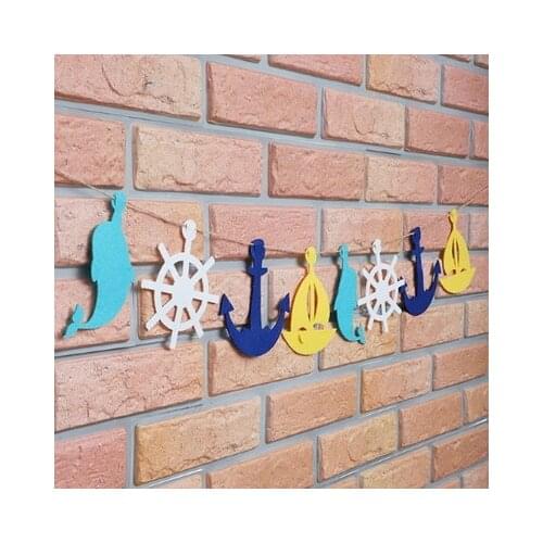 Blue Rudder Whale Clam&sea horse Non-woven fabric Garlands birthday party flag banners boy girl birthday decorations