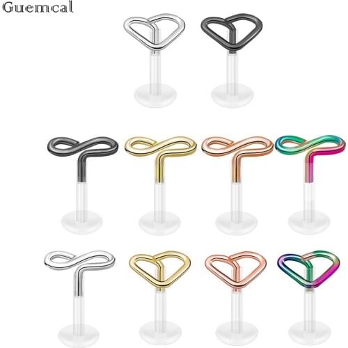 Guemcal 1pc 16G Stainless Steel Lip Labret Piercing Clear Acrylic Lip Stud Earring Piercing Fashion Jewelry