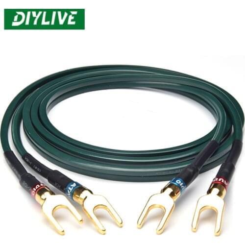 DIYLIVE One piece HIFI speaker cable with banana plug gold plated pure copper Speakon amplifier wire Audio cable