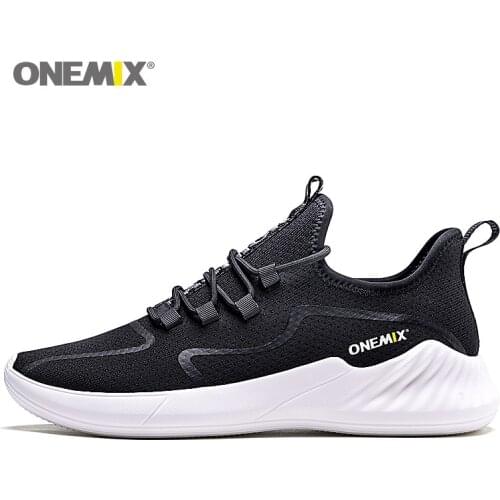 ONEMIX Mens Sneakers On Platform Summer Outdoor Breathable Mesh Jogging Sports Shoes Lace Up Light Black mens casual Shoes
