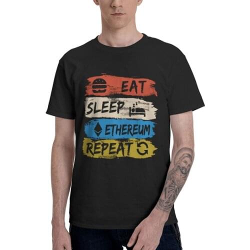 Male Retro Eat Sleep Ethereum T-Shirt Harajuku Geek Crypto Cryptocurrency Tshirt Short Sleeve Cool T Shirt Homme Cotton Tee Gift