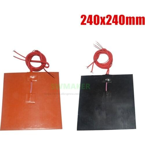 240x240mm 500W 3D Printer Heat Bed Silicone Rubber Heater 240*240mm Electric Heating Pad