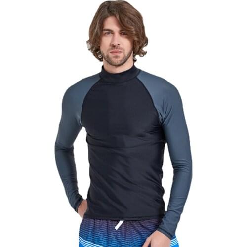 2018 New Men Long Sleeve Snorkeling Windsurf Rashguard Surf Anti-UV Lycra Swim Wetsuit Shirt Diving Tops Swimsuit for Surfing L
