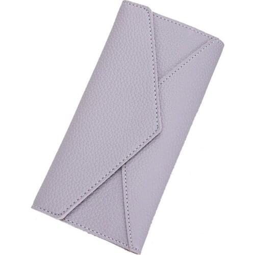 NewStyle Purses Womens Fashion Simple Long Handbag Multi Card Position Three Fold PU Leather Envelope Wallet Chain Clutch Bag