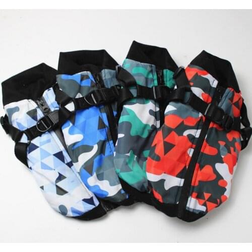 Autumn And Winter Dog Costume With Chest Strap Warm Coat Waterproof Geometric Graphics Print Jackets Dog Daily Dressing Up