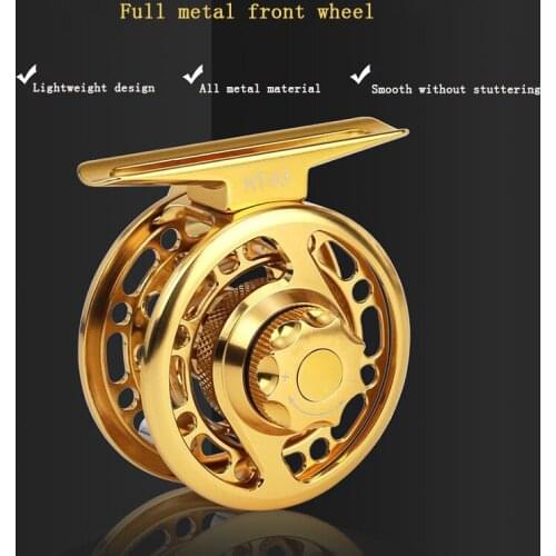 RQNQ 1PCS Blond Metal Fishing Wheel Front Wheel Ice Fishing Fly Fishing Wheel Fishing Reel Flywheel Long Tail