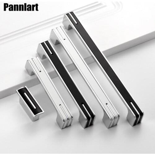Pannlart 1 pc Nordic Chrome Black Kitchen Cabinet Door Handles Zinc Alloy Drawer Knobs Cupboard Door Pulls Furniture Hardware