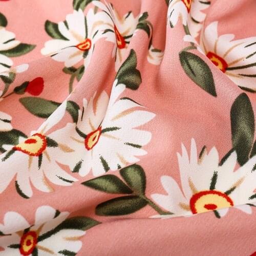 Sunflower Stretchy Chiffon Clothing material fabric DIY sewing textile Summer dress material