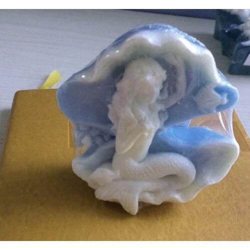 Handmade Soap Mold Mermaid Silicone Mold Mermaid in a Clam Shell 3D Girl Molds Handmade