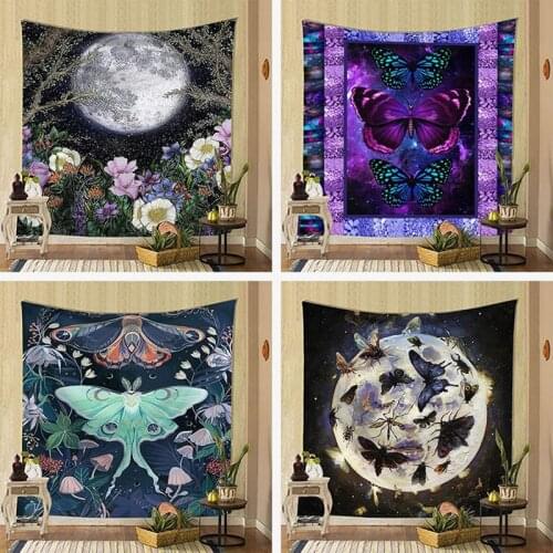 Nordic psychedelic Butterfly hanging fabric background wall covering home decoration wall blanket tapestry wall hanging 95*73cm