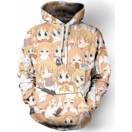 SOSHIRL Kawaii Girls Anime Hoodies Hipster Funny Cool Cosplay Hoody Unisex Daily Hakase Pullovers Tops Harajuku Orange Hoodie