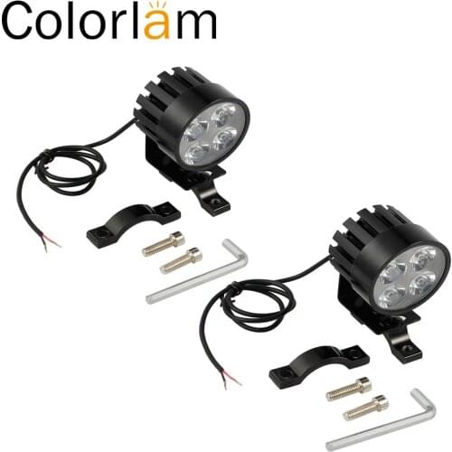Colorlam 2pcs 12V / 24V Super Bright Motorcycle Motorbike LED Front Fog Light Spot Light Headlight Lamp for Universal Motocycle