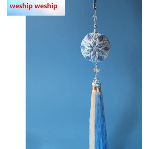 Tinglan blue Temari hand ball/Temari ball Material package(make by yourself) DIY Key buckle Pendant gift