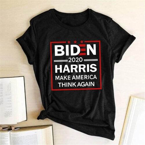 Biden 2020 Harris Make America Think Again Print T-shirts Women Summer Aesyhetic Clothes Shirts for Women Fashion Harajuku Top