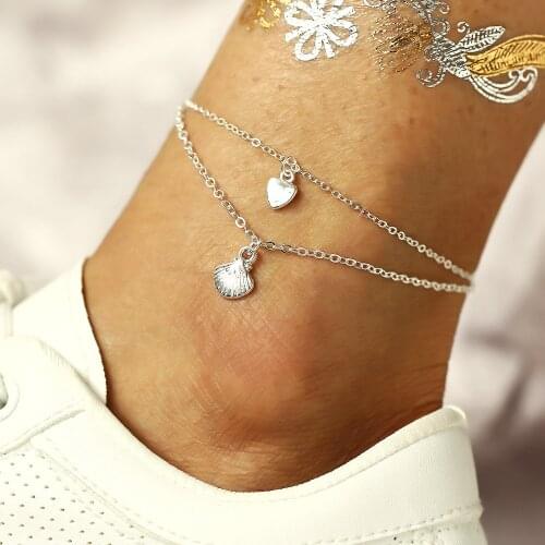MESTILO Summer Beach Jewelry Silver Color Sea Shell Anklets Bracelets For Women 2019 New Leg Chain Bohemian Barefoot Anklets