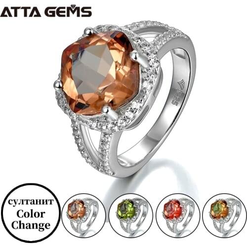 Zultanite Color Change Stone 925 Sterling Silver Rings 6.5 Carats Created Faced Sultanite Womens Wedding Engagement Rings