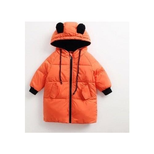 2 3 4 5 6 7 8 Y Winter Jacket For Boys Girls Cute Bunny Ears Hooded Down Outerwear Candy Color Thick Warm Baby Coat Kids Clothes