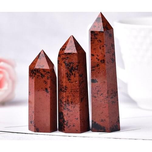 1PC Natural Crystal Point Red Obsidian Healing Energy Stone Quartz Tower Ornament Reiki Obelisk Wand 50-80mm Home Decor DIY Gift