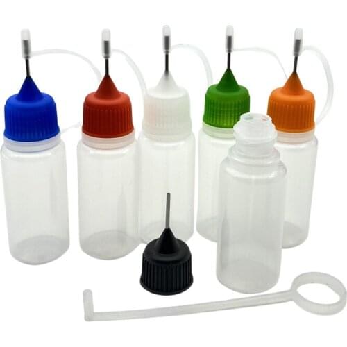 20pcs Empty Jar 10ml PE Vial Soft Plastic Dropper Bottle With Metal Needle Cap For Liquid Container