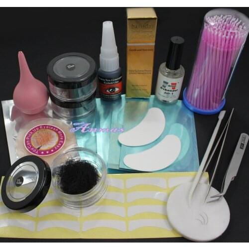 3 Box False Individual Extension Eyelash Glue Remover Swab Tape Tweezer Tool Set