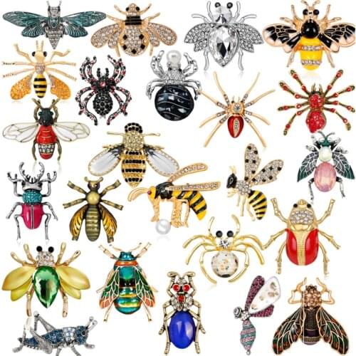 3pcs/lot Fashion Spider ant bee insect animal Enamel Brooches 2019 Women Mens Weddings Brooch Pins best Christmas gift