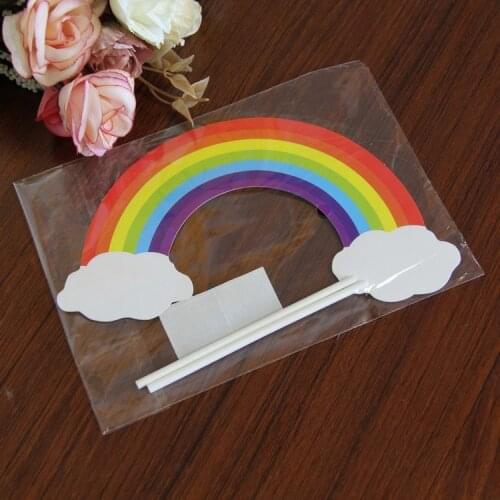 5pcs Rainbow Cake Topper Clouds Happy Birthday Wedding Decoration Bride Cupcake Decor Party Baby Shower Baking Supplies