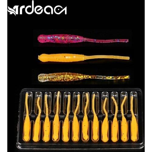 Ardea Mini Soft Bait 12pcs 52mm 0.4g Pin Tail Lure Silicone Worm Wobbler Jig Root Fishing Baits Saltwater Fishing Tackle