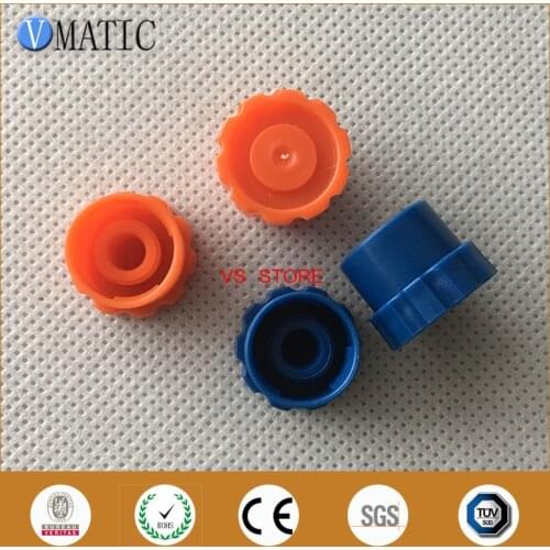 Free Shipping 100Pcs Blue/Orange Syringe Barrel Tip Caps Plastic Stopper