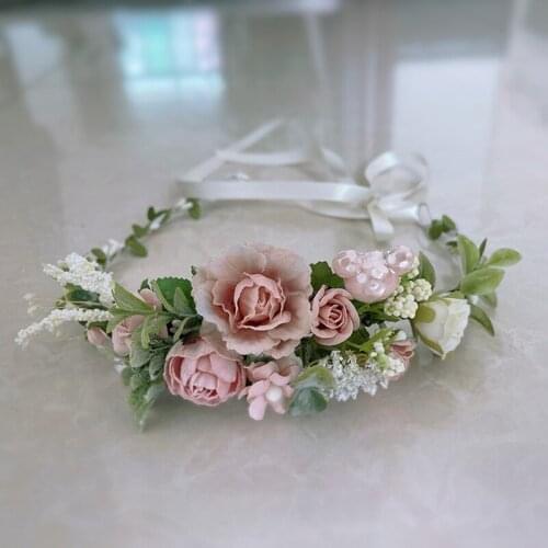 Free Shipping White Blush Pink Flower Crown Wreath