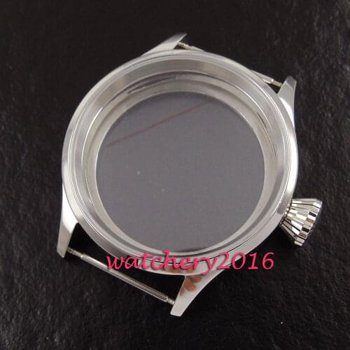 43mm corguet sapphire stainless steel case fit eta 6497 6498 hand winding watch case