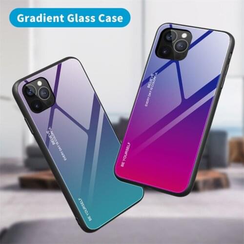 50Pcs/Lot Gradient Tempered Glass Phone Case For iPhone 13 12 Mini 11 Pro XS Max X XR 7 8 6 6S Plus SE 2020 Protector Fundas