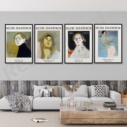 Helene Schjerfbeck Art Women Exhibition Poster, Retro Exhibition Poster-Helene Schjerfbeck Printed Poster-Abstract Home Decorati