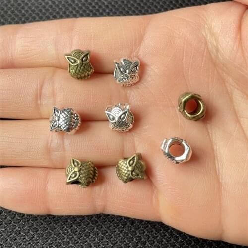 JunKang 15pcs owl large hole spacer beads DIY handmade necklace bracelet connection piece wholesale jewelry accessories