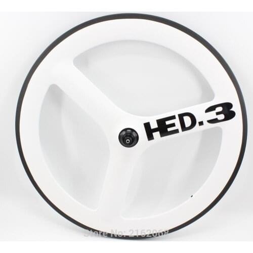 1Pcs white color 700C tubular rim Road Track Fixed Gear bicycle full carbon fibre 3 spokes bike wheelsets with hub Free shipping