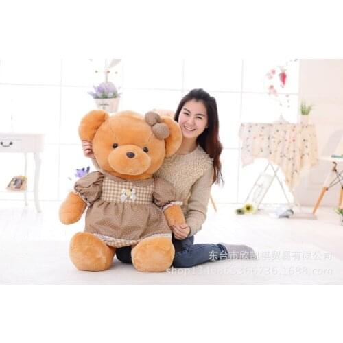Beautiful skirt brown teddy bear plush toy soft doll , birthday gift w5443