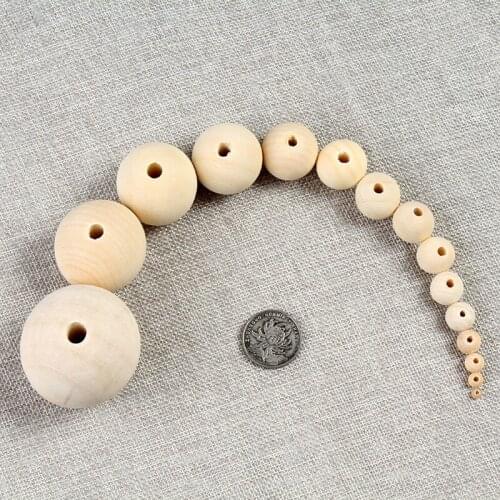 12/14/16/18/20/25/30/35/40mm Pick Size Round Wooden Beads Natural Raw wood color Beads DIY Jewelry Bracelet Necklace Loose Bead