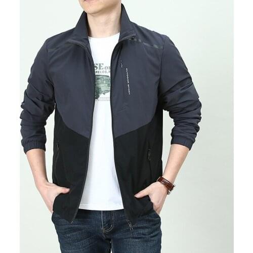 Spring Fashion men fast dry stand collar jacket breathable quickly drying casual zipper jacket coat blouse contrast color outfit