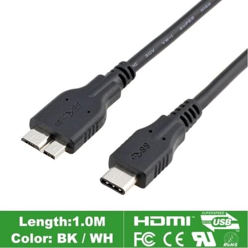 Micro B USB 3.0 to USB Type C Cable Type-C SSD Solid state Drive Cables Mobile Hard Drive For Macbook Pro 13" ThinkPad X1 Tablet