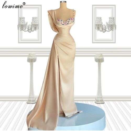 Muslim Long Mermaid Evening Dresses With Multi-Colors Crystals Turkish Couture Dubai Evening Gowns Photography Robe Longue Femme