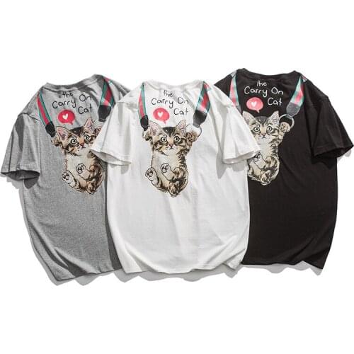 The new mens summer 2021 T-shirt Loose turtleneck and half sleeve T-shirt Cartoon print T-shirt