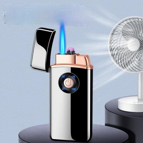 2021 New Gas-electric Hybrid Dual-use Inflatable Charging Power Display Boutique Windproof Lighter Smoke Accesoires Gift for Men