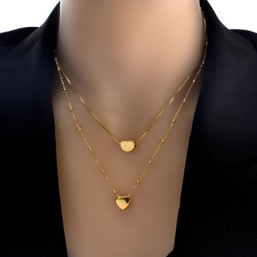 316L stainless steel new simple three-dimensional love necklace titanium steel do not fade temperament cold wind