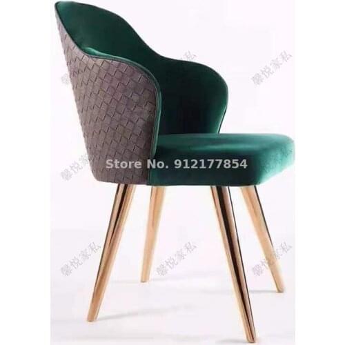 Light luxury dining chair Nordic minimalist metal stainless steel dining chair designer negotiation chair hotel home American si