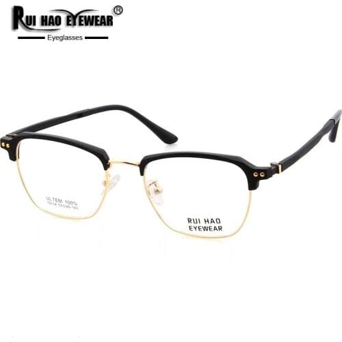 Rui Hao Eyewear Retro Glasses Frame Eyebrow Design Optical Frame Men Super Light Ultem Spectacles Eyeglasses Frames 18134