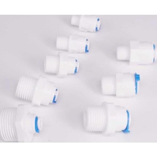 Fit for 1/4" 3/8" OD Tube 1/8" 1/4" 3/8" 1/2" 3/4" BSP Male Connector Fitting Aquarium Reverse Osmosis RO Water Dispenser
