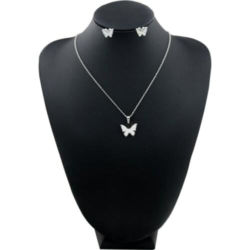 Gold plated high-grade Butterfly Necklace Earring Set ins minority cool style European and American blogger style personalit