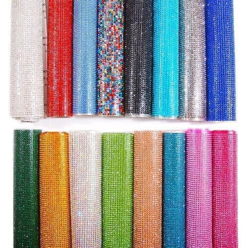 Self Adhesive Rhinestone Banding Mesh Sticker Shining Glass Crystal Rhinestones Sheet For Car Fabric Dress Ornament Applique